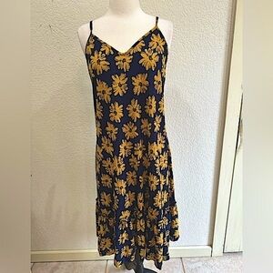 ModCloth Blue Floral Print Spaghetti Tie Strap Midi Sundress Medium NWT
